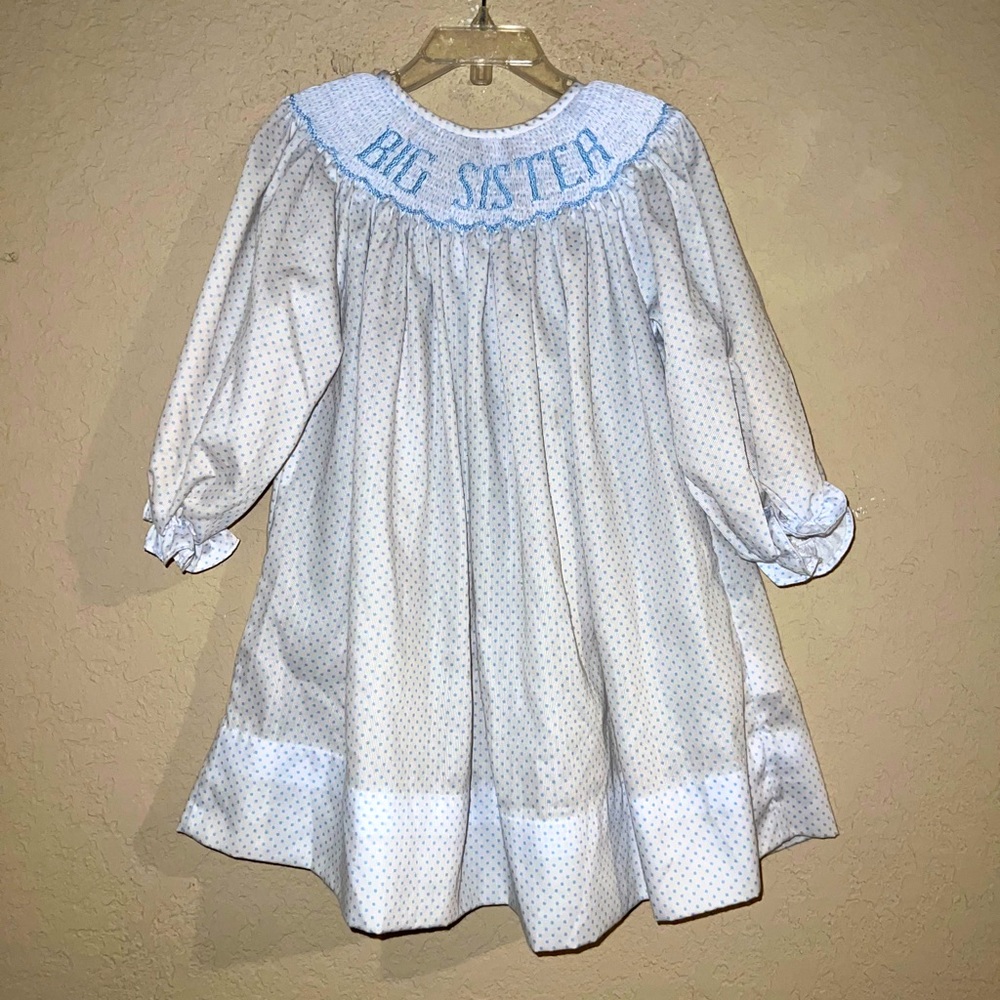 BIG SISTER Stunning Smocked Polkadot Dress